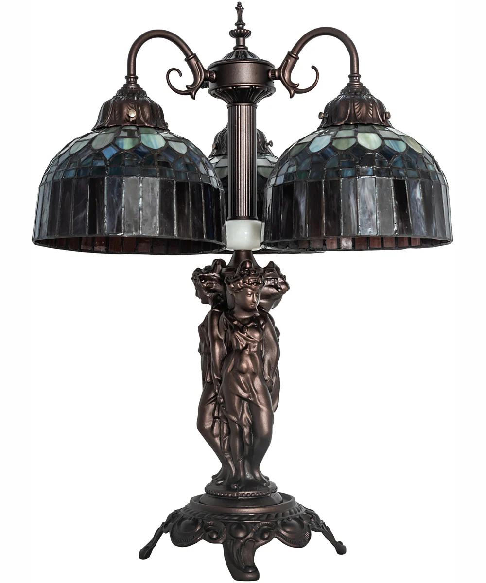 23" High Tiffany Candice 3 Light Table Lamp - Image 3