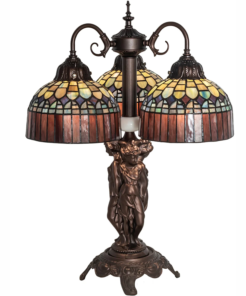 23" High Tiffany Candice 3 Light Table Lamp - Image 5