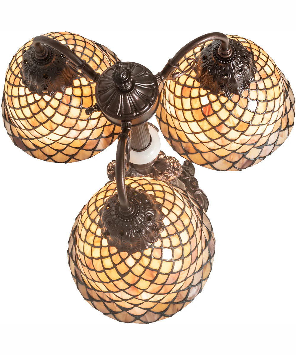 23" High Tiffany Fishscale 3 Light Table Lamp - Image 6