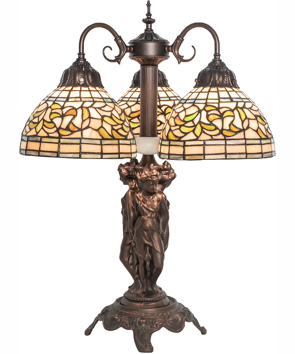 23" High Tiffany Turning Leaf Table Lamp - Image 2