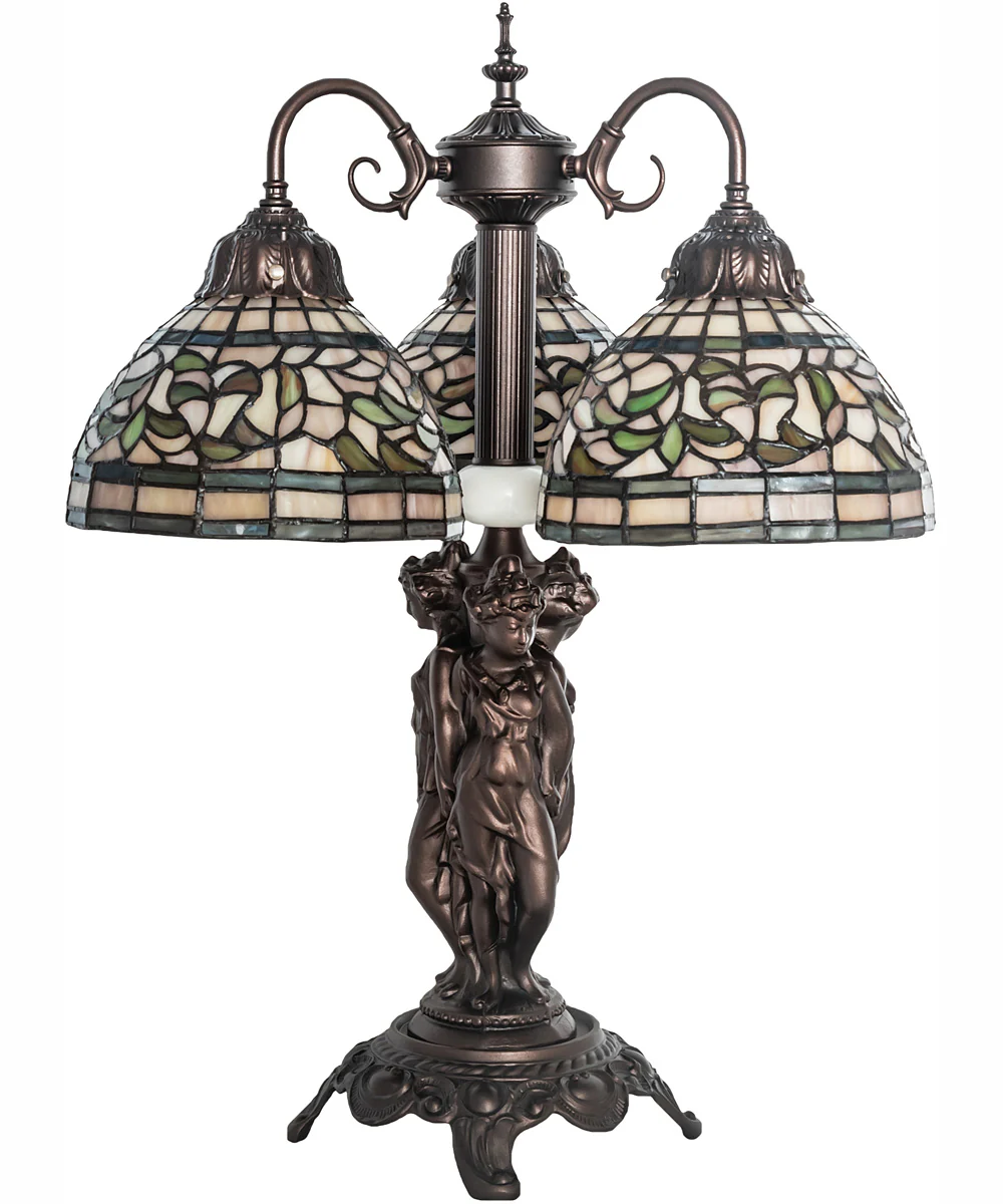 23" High Tiffany Turning Leaf Table Lamp - Image 3