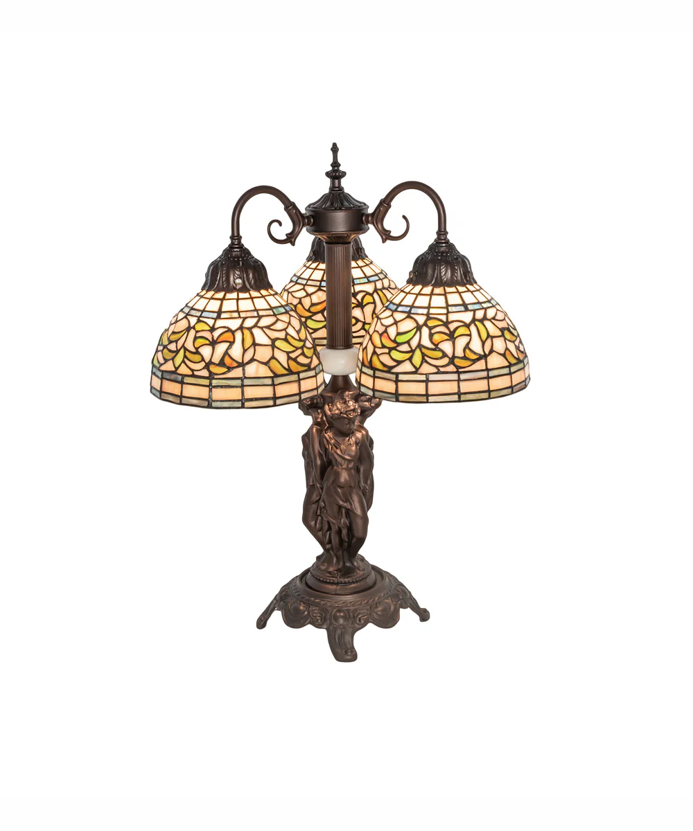 23" High Tiffany Turning Leaf Table Lamp - Image 5