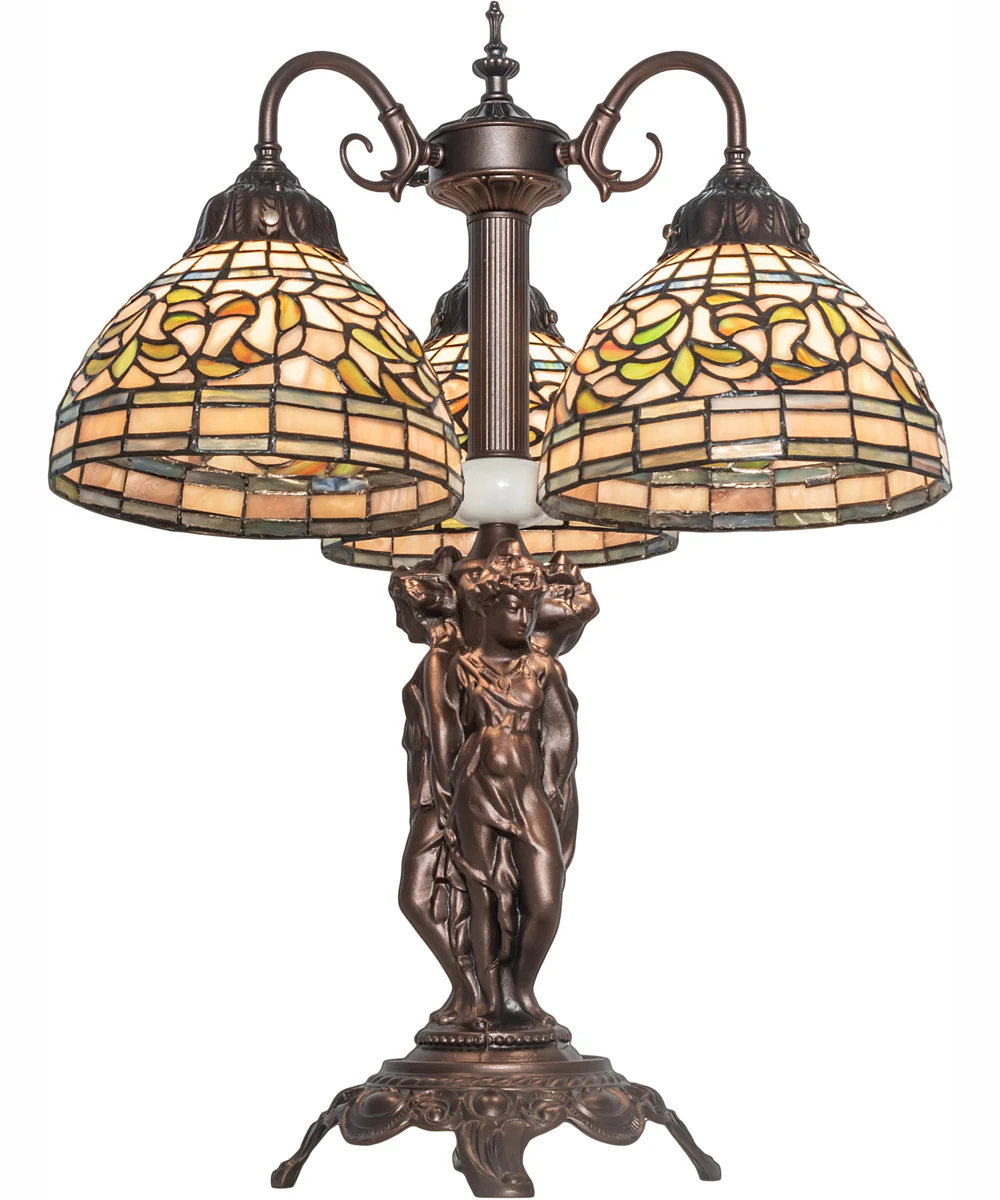 23" High Tiffany Turning Leaf Table Lamp - Image 6