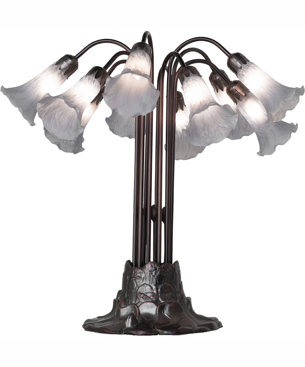 24" High Gray Tiffany Pond Lily 10 Light Table Lamp - Image 2
