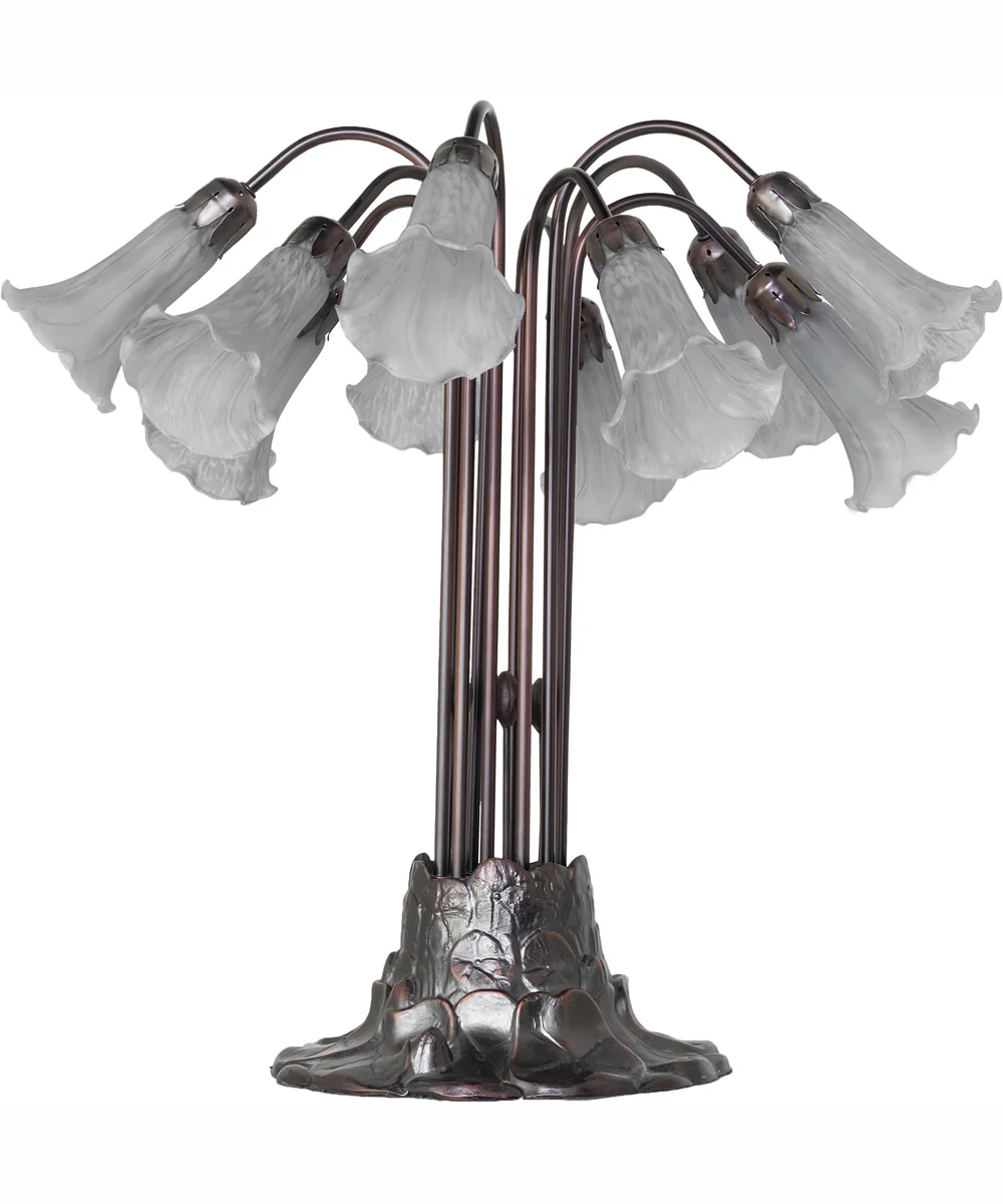 24" High Gray Tiffany Pond Lily 10 Light Table Lamp - Image 3