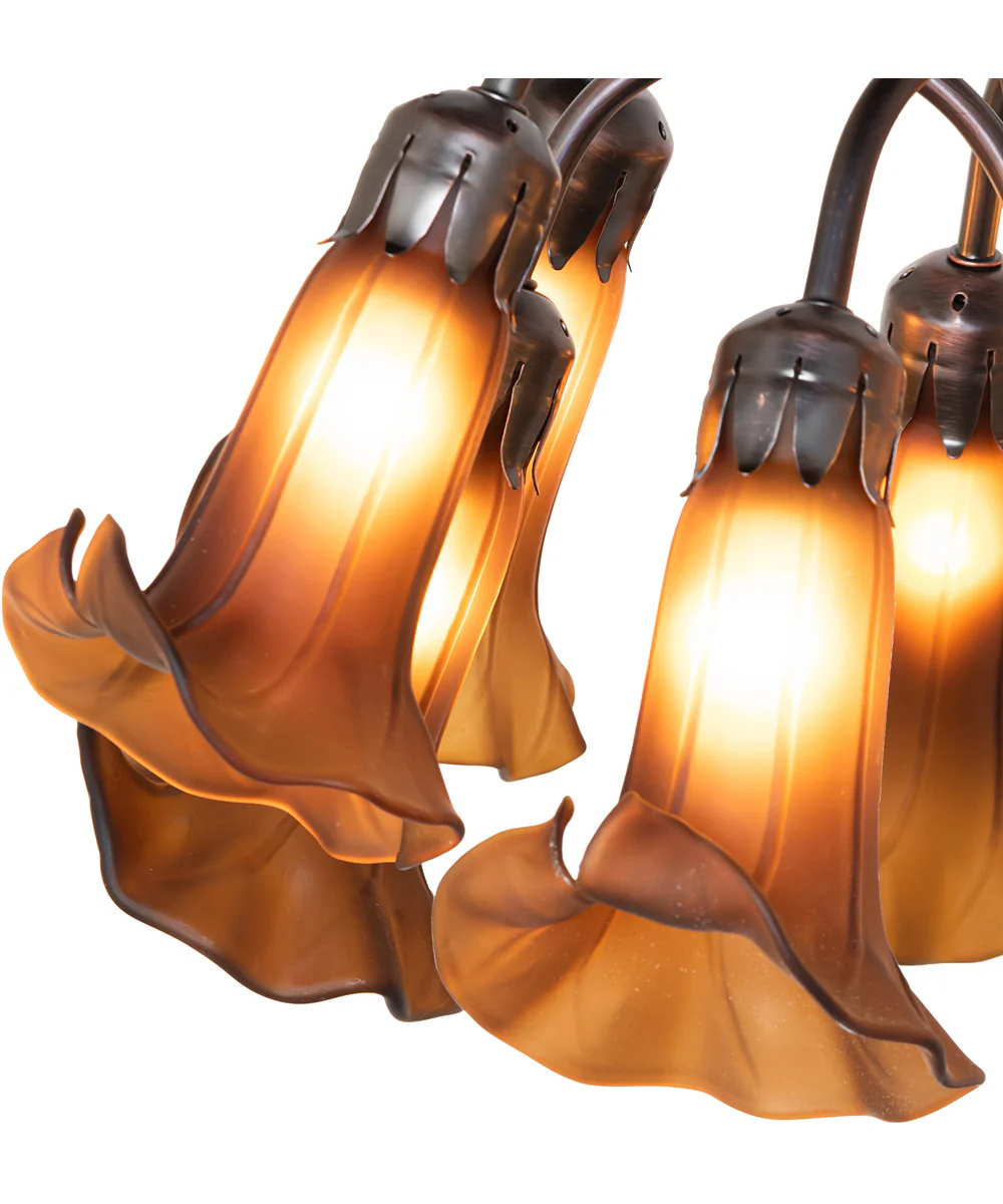 24" High Dark Amber Tiffany Pond Lily 12 Light Table Lamp - Image 3