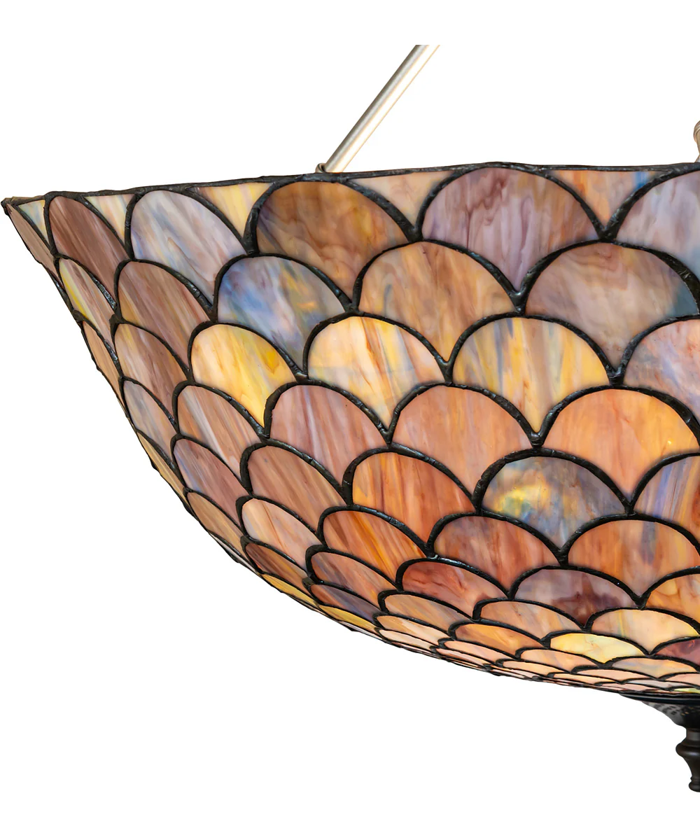 24" Wide Tiffany Fishscale Inverted Semi-Flushmount - Image 7