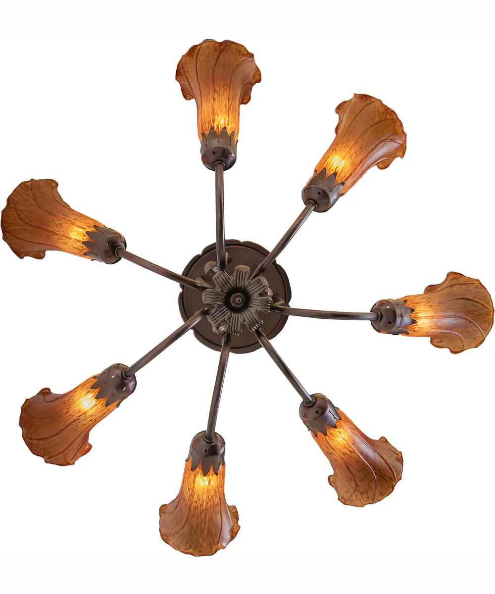 24" Wide Amber Tiffany Pond Lily 7 Light Chandelier - Image 7