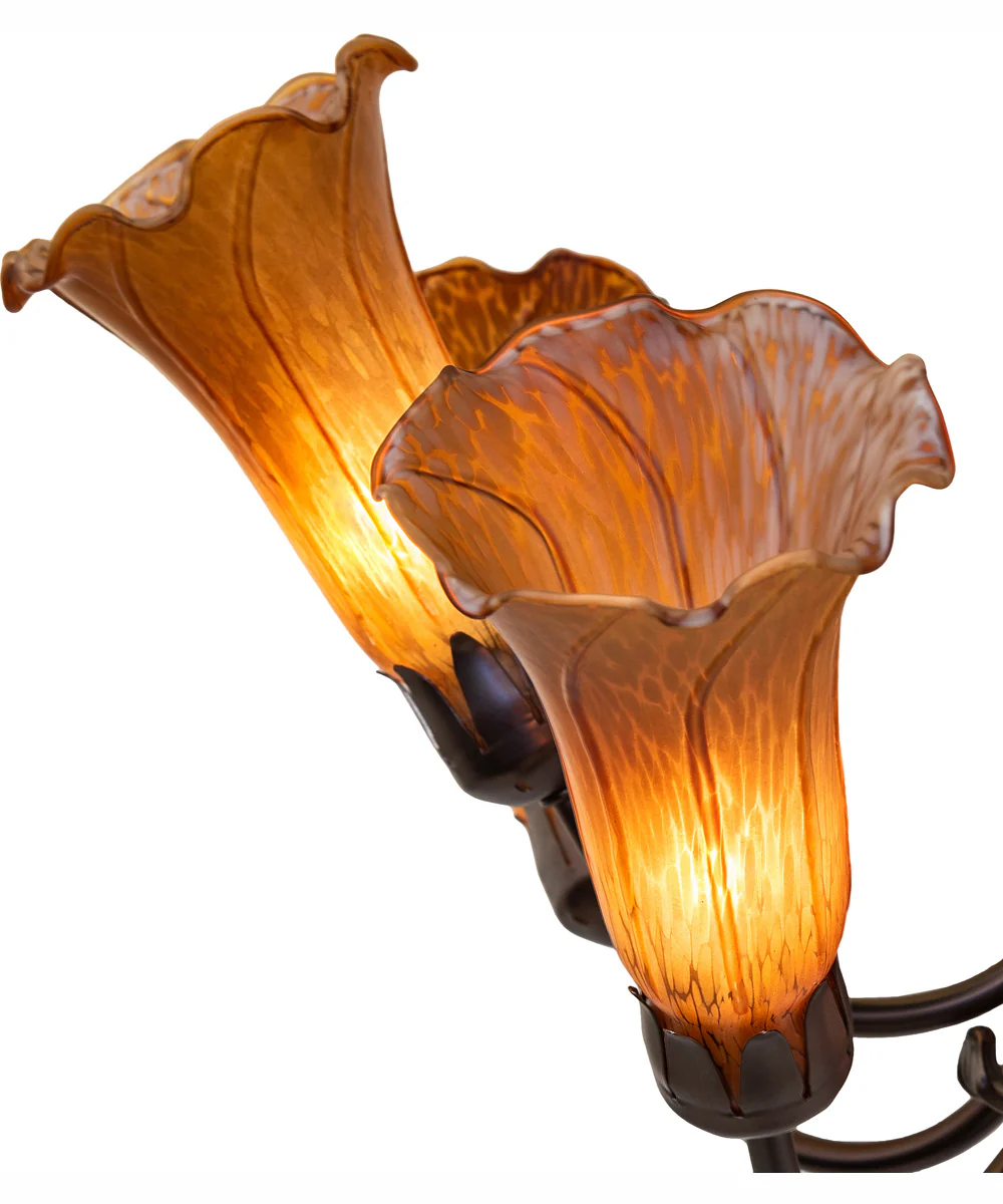 24" Wide Amber Tiffany Pond Lily 7 Light Chandelier - Image 8