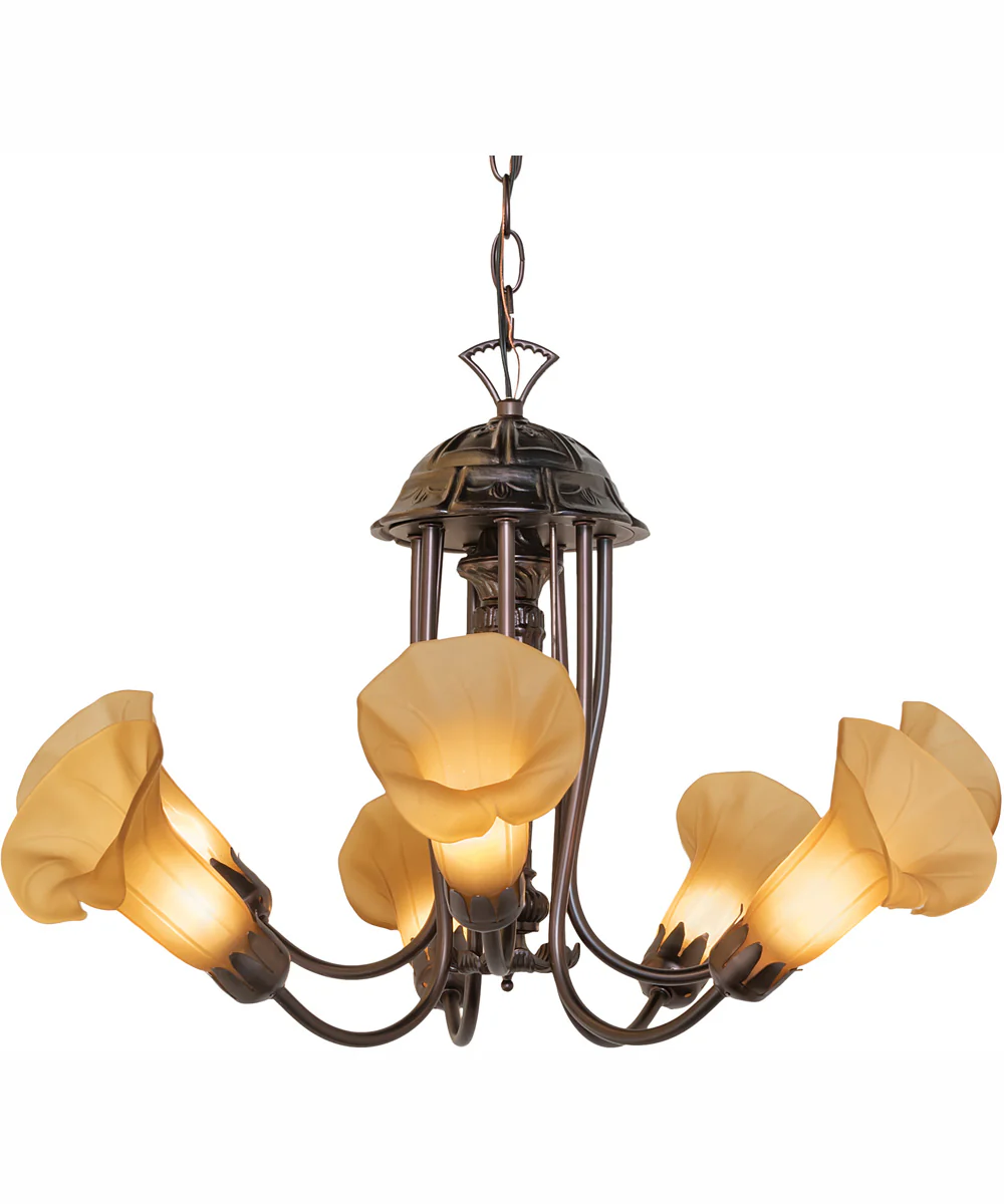 24" Wide Amber Tiffany Pond Lily 7 Light Chandelier - Image 2
