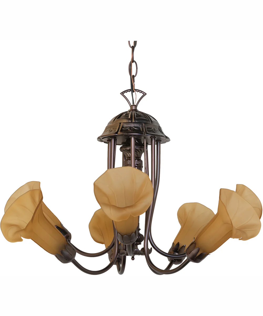 24" Wide Amber Tiffany Pond Lily 7 Light Chandelier - Image 3