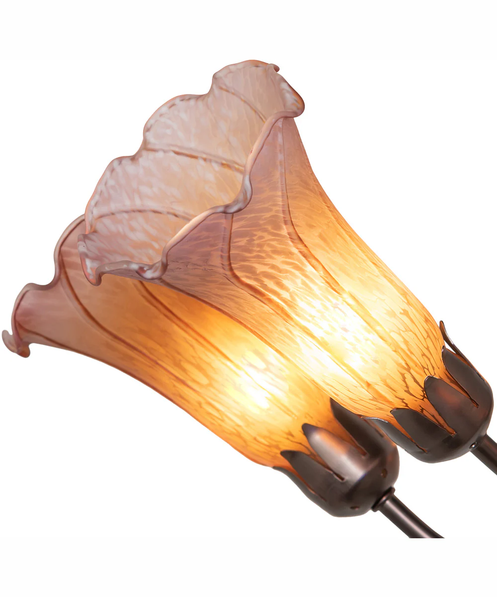 24" Wide Amber/Purple Tiffany Pond Lily 7 Light Chandelier - Image 4