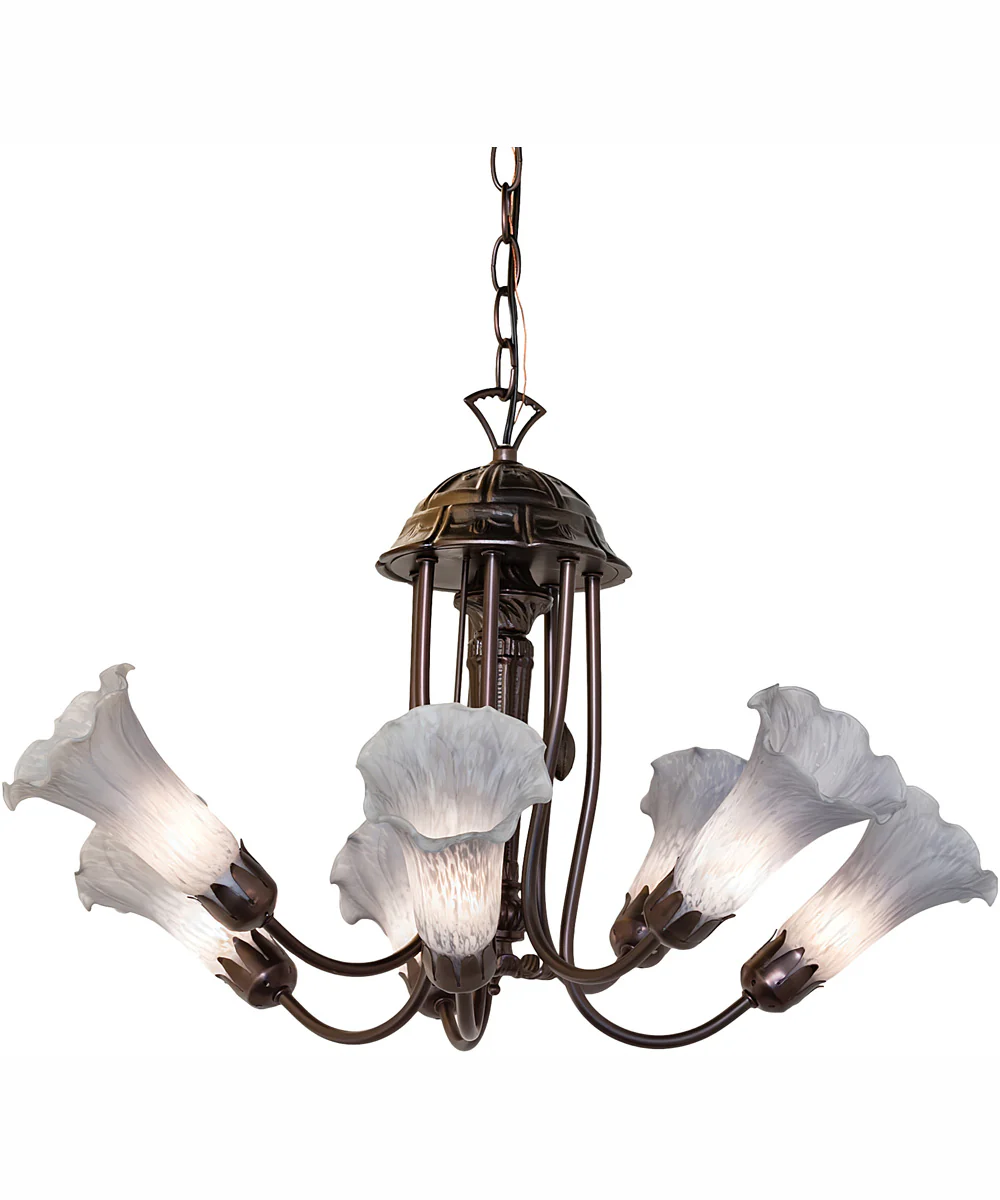 24" Wide Gray Tiffany Pond Lily 7 Light Chandelier - Image 2