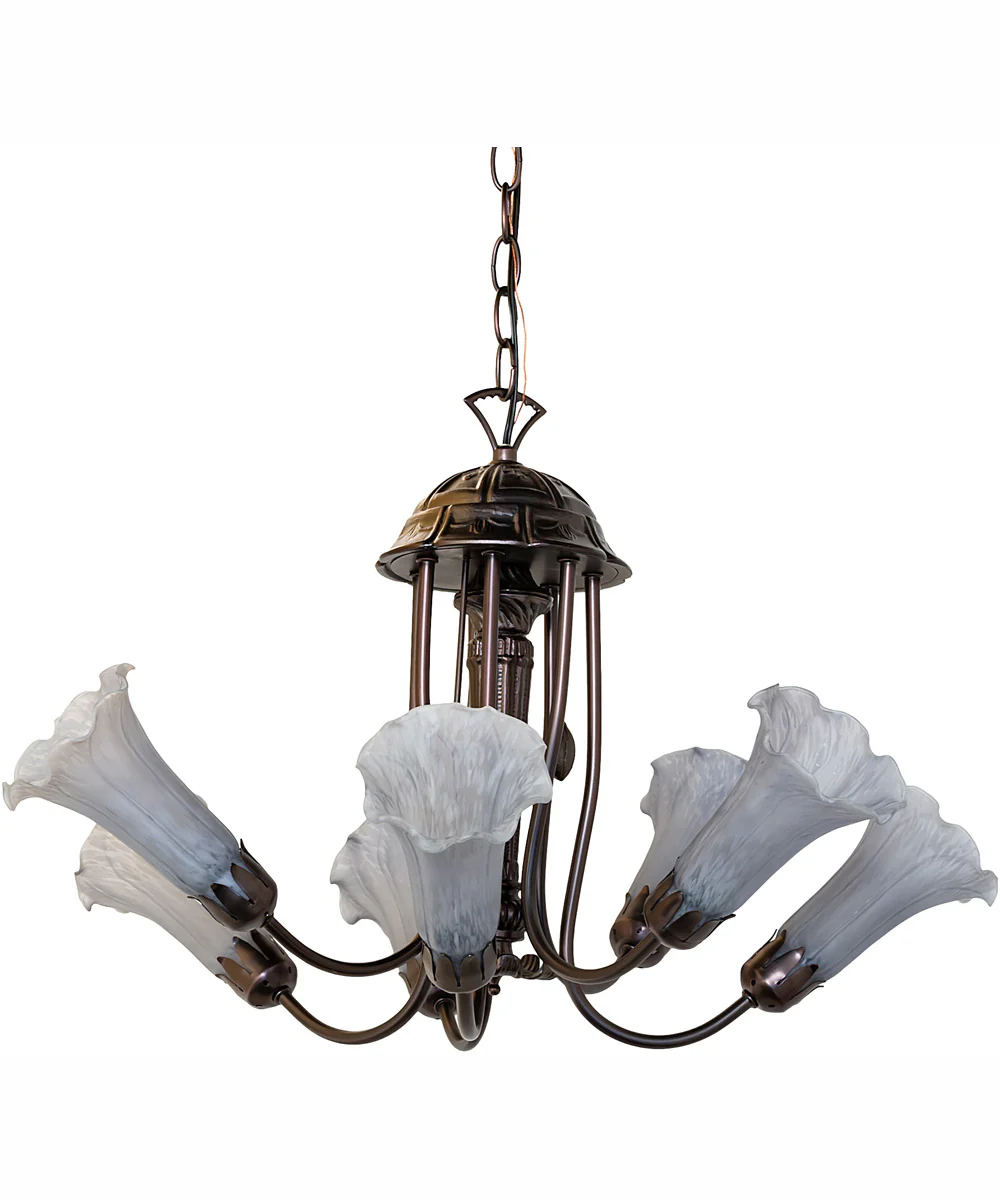 24" Wide Gray Tiffany Pond Lily 7 Light Chandelier - Image 3