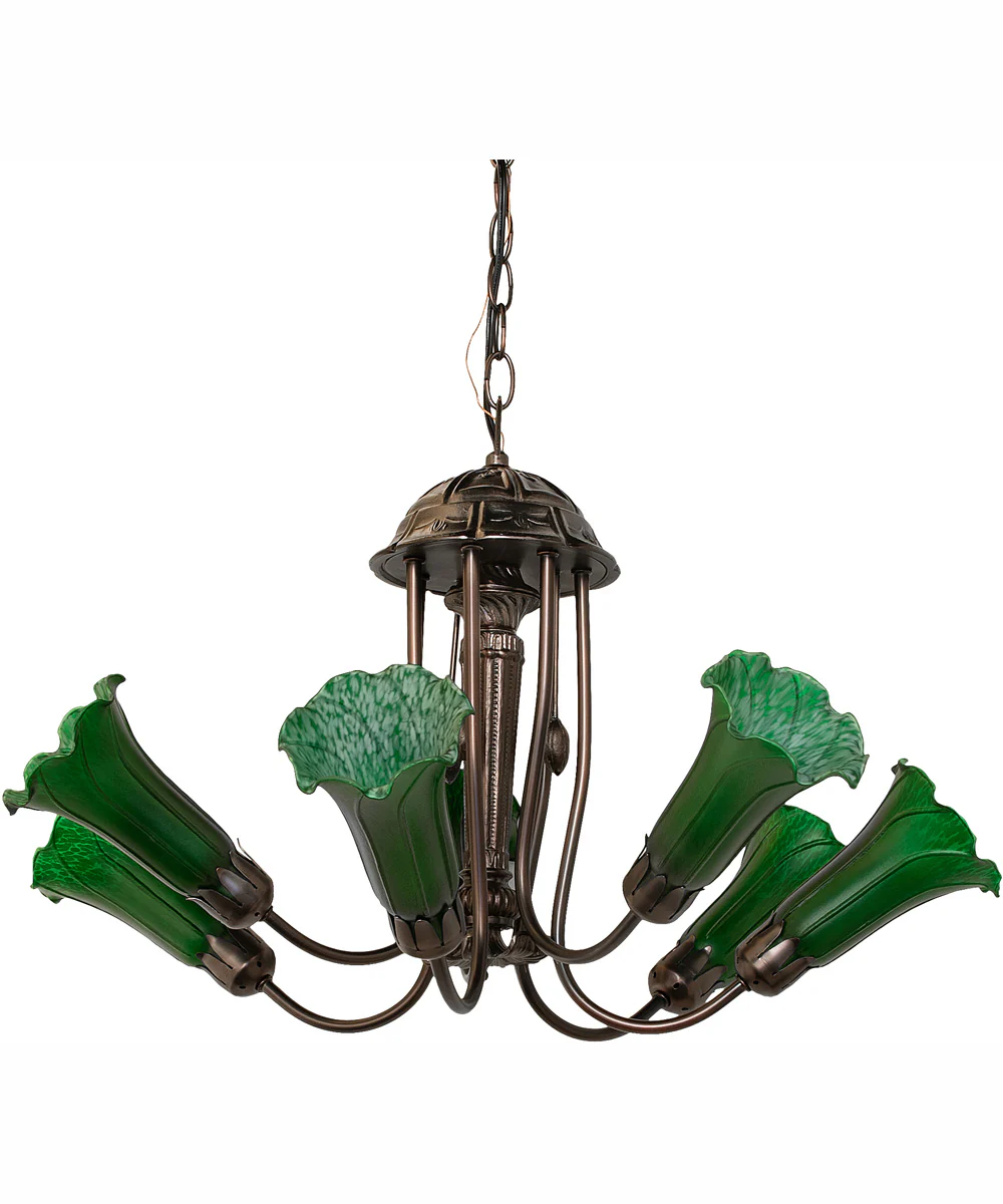 24" Wide Green Tiffany Pond Lily 7 Light Chandelier - Image 3