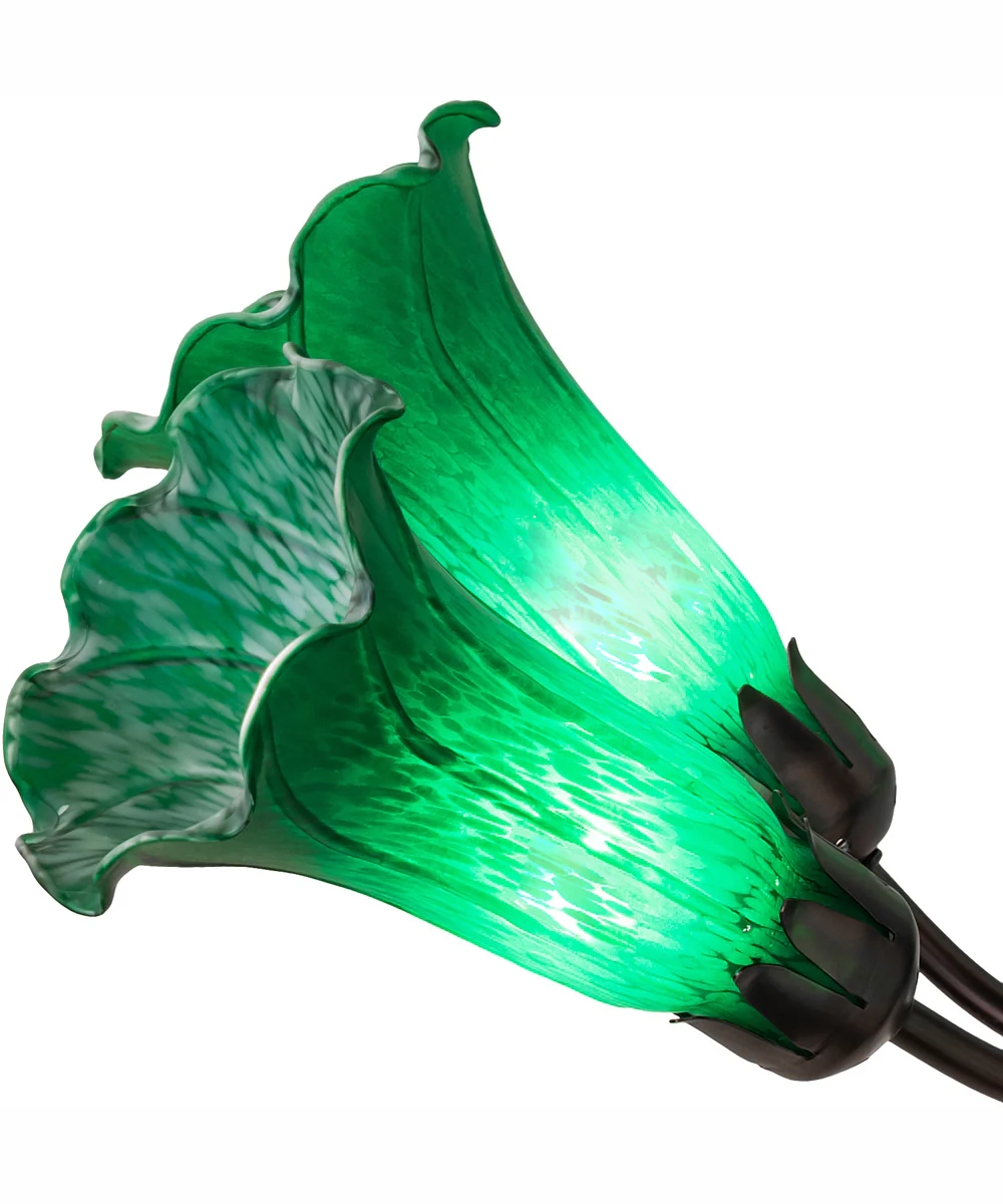 24" Wide Green Tiffany Pond Lily 7 Light Chandelier - Image 4