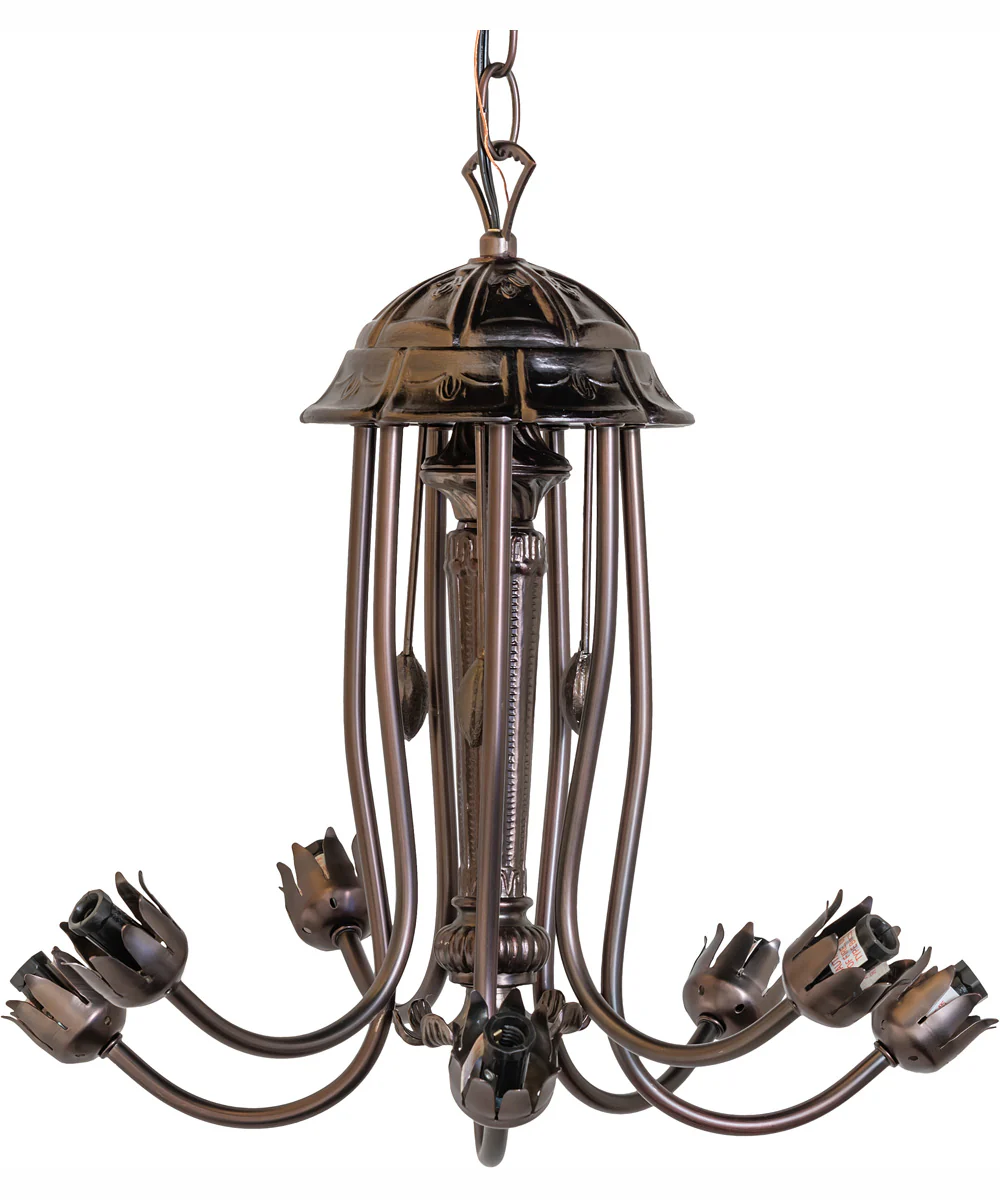 24" Wide Green Tiffany Pond Lily 7 Light Chandelier - Image 6