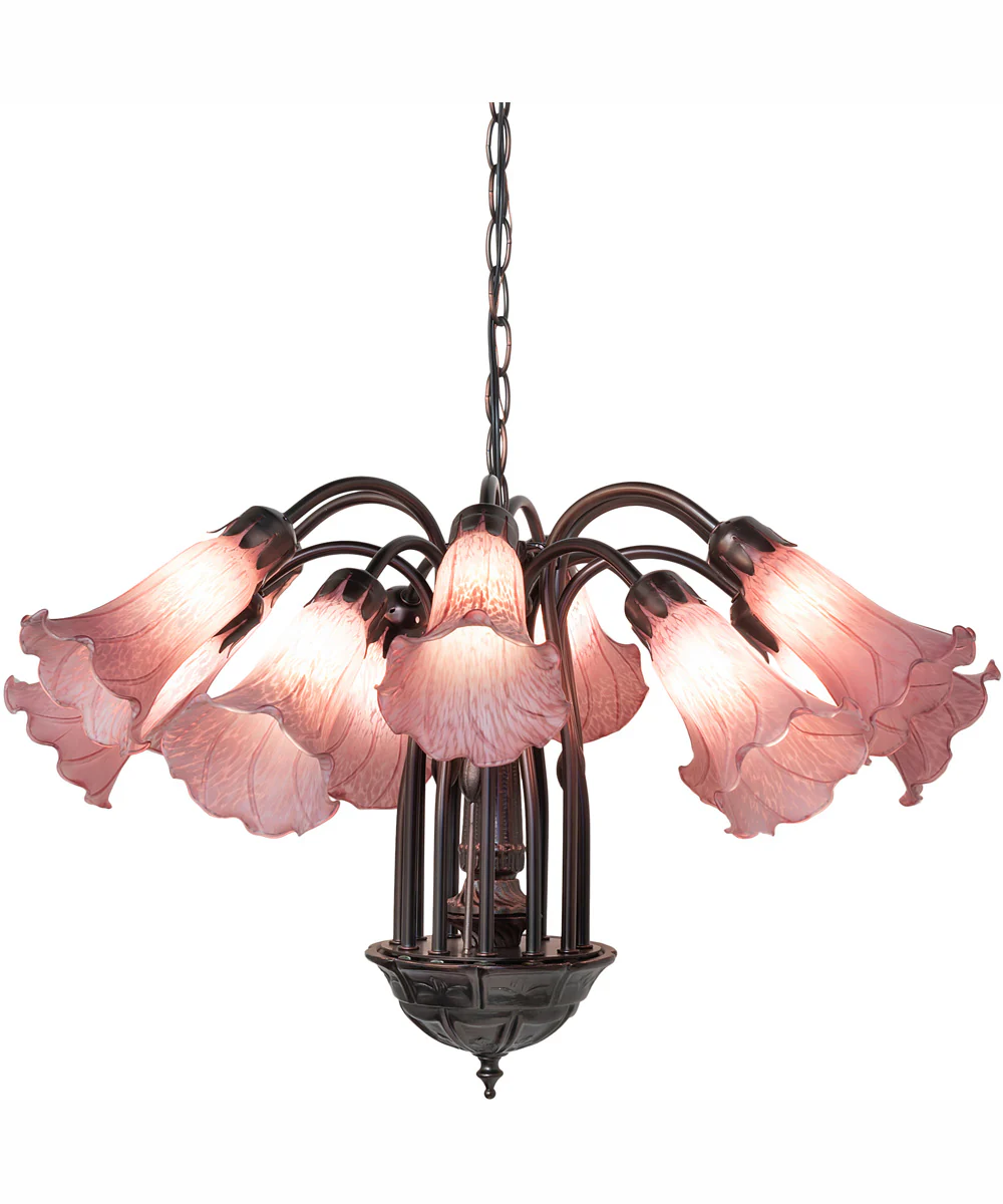 24" Wide Lavender Tiffany Pond Lily 12 Light Chandelier - Image 2
