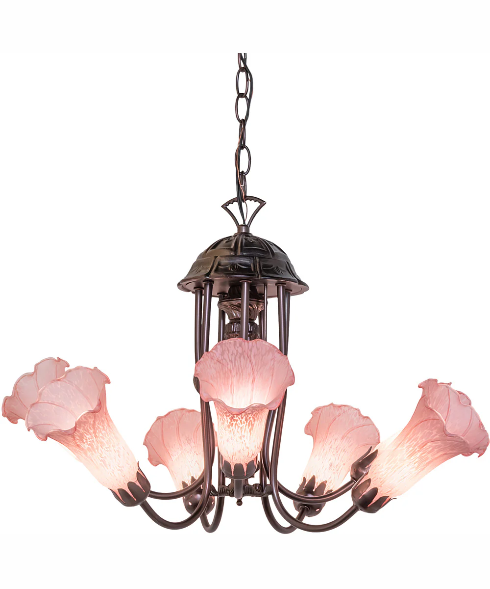 24" Wide Pond Lily Pink 7 Light Chandelier