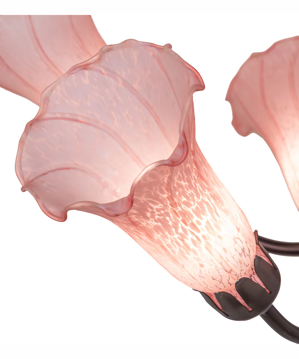 24" Wide Pond Lily Pink 7 Light Chandelier - Image 4