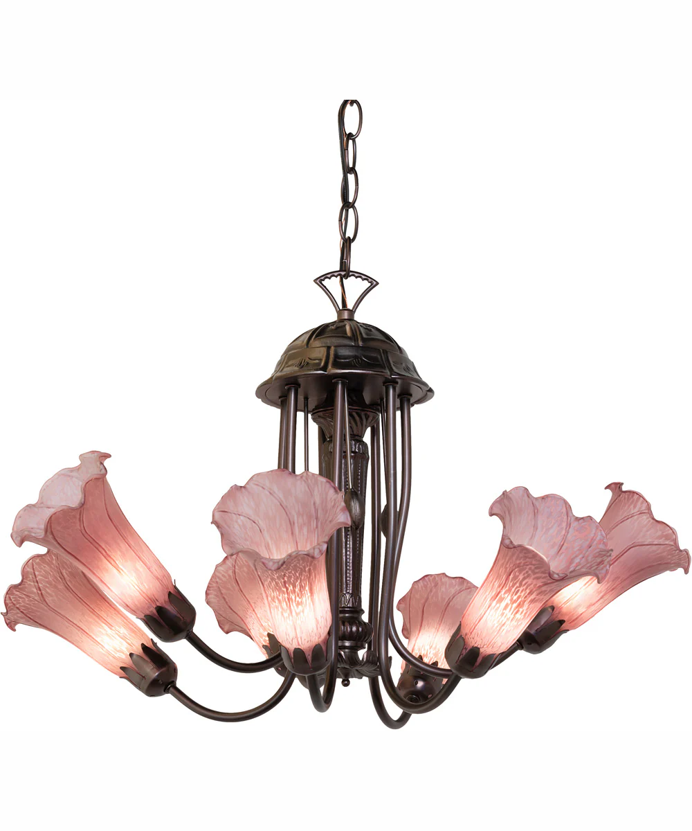 24" Wide Purple Tiffany Pond Lily 7 Light Chandelier - Image 2