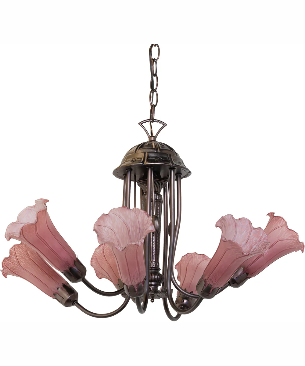 24" Wide Purple Tiffany Pond Lily 7 Light Chandelier - Image 3