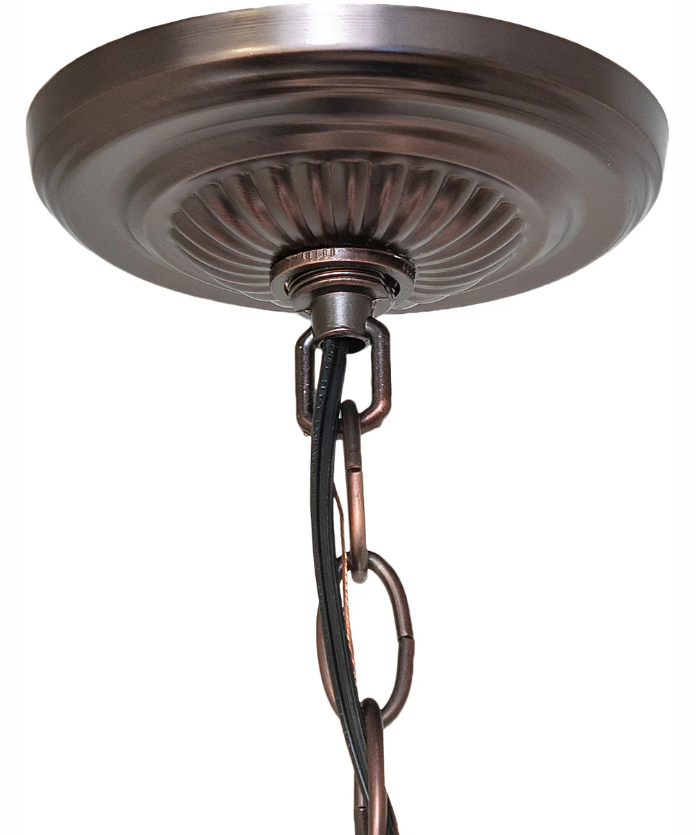24" Wide Seafoam/Cranberry Tiffany Pond Lily 12 Light Chandelier - Image 5