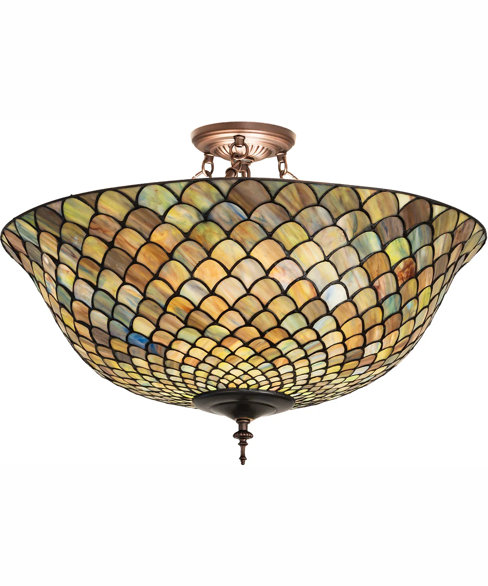 24" Wide Tiffany Fishscale Flushmount