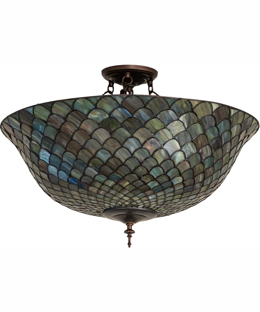 24" Wide Tiffany Fishscale Flushmount - Image 3