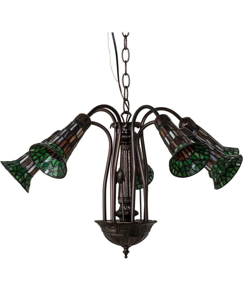 24" Wide Tiffany Pond Lily 7 Light Chandelier - Image 2