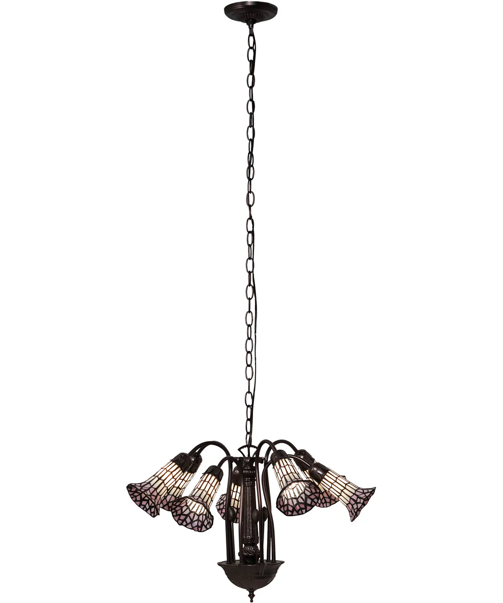 24" Wide Tiffany Pond Lily 7 Light Chandelier - Image 10