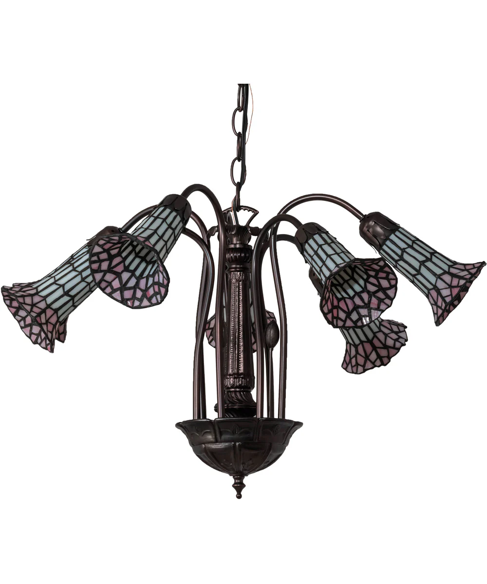 24" Wide Tiffany Pond Lily 7 Light Chandelier - Image 2