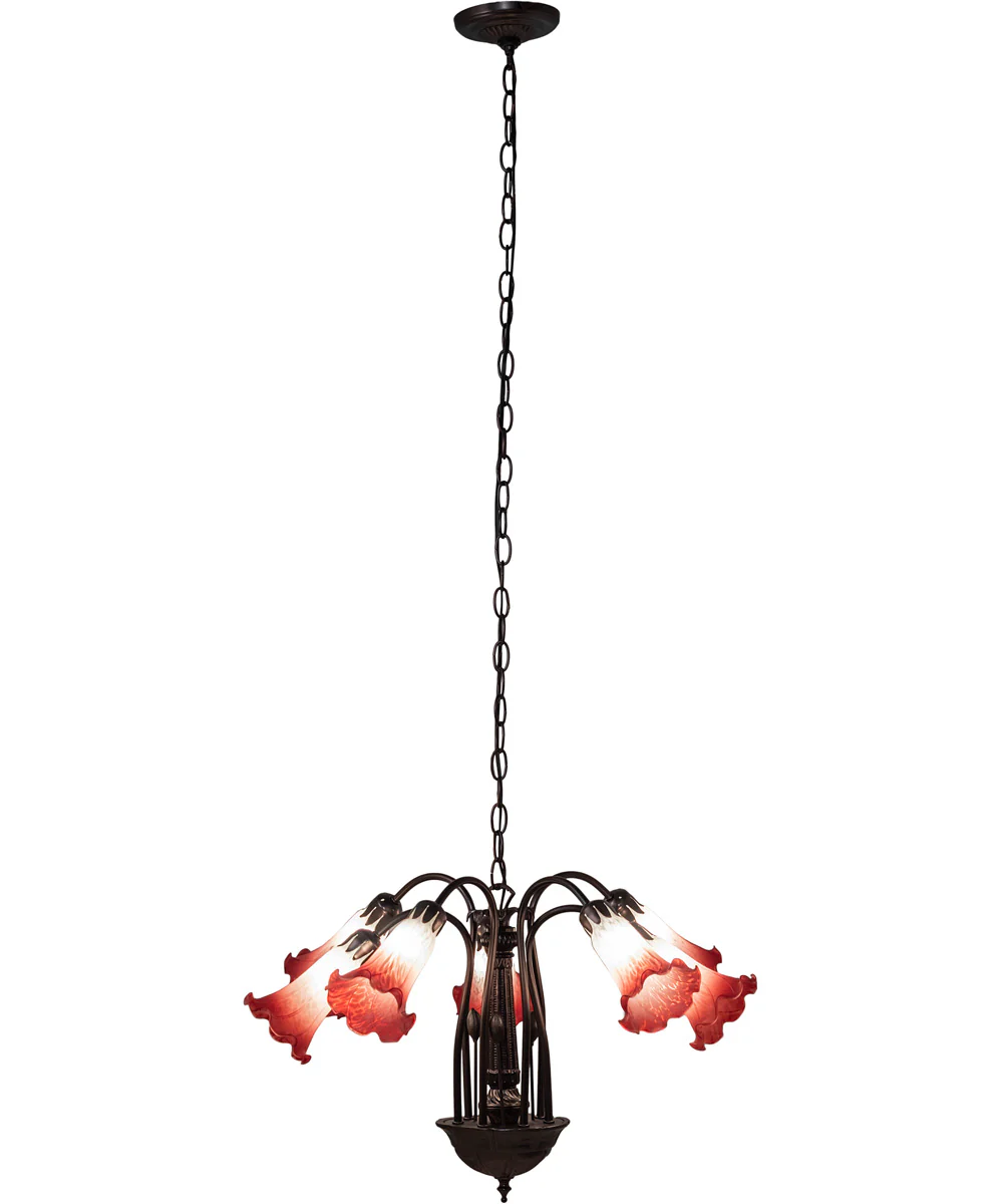 24" Wide Tiffany Pond Lily 7 Light Chandelier - Image 8