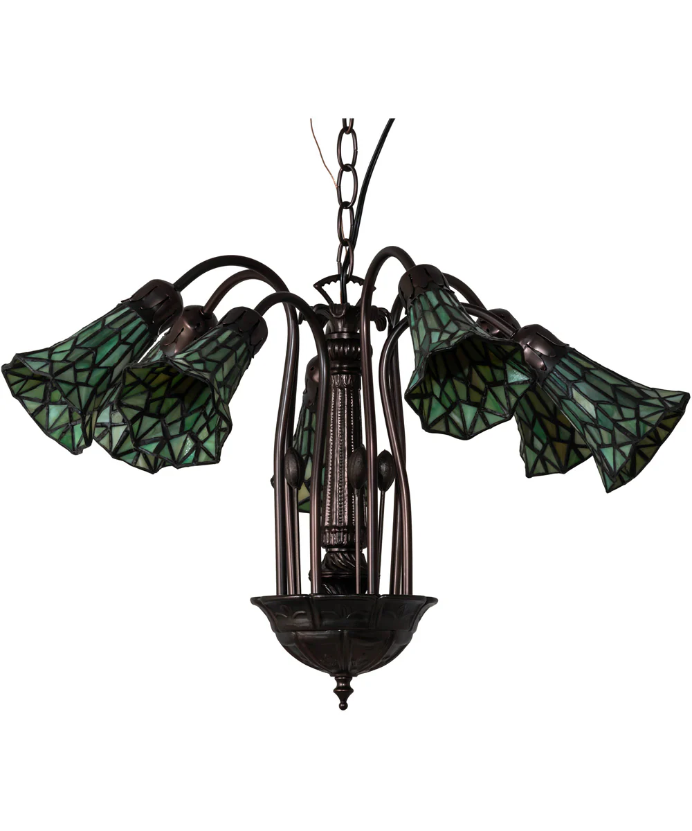 24" Wide Tiffany Pond Lily 7 Light Chandelier - Image 2