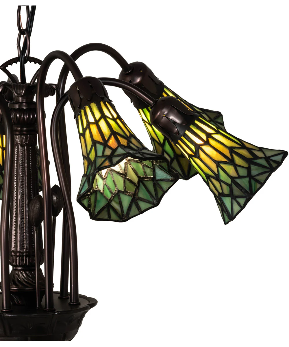 24" Wide Tiffany Pond Lily 7 Light Chandelier - Image 4