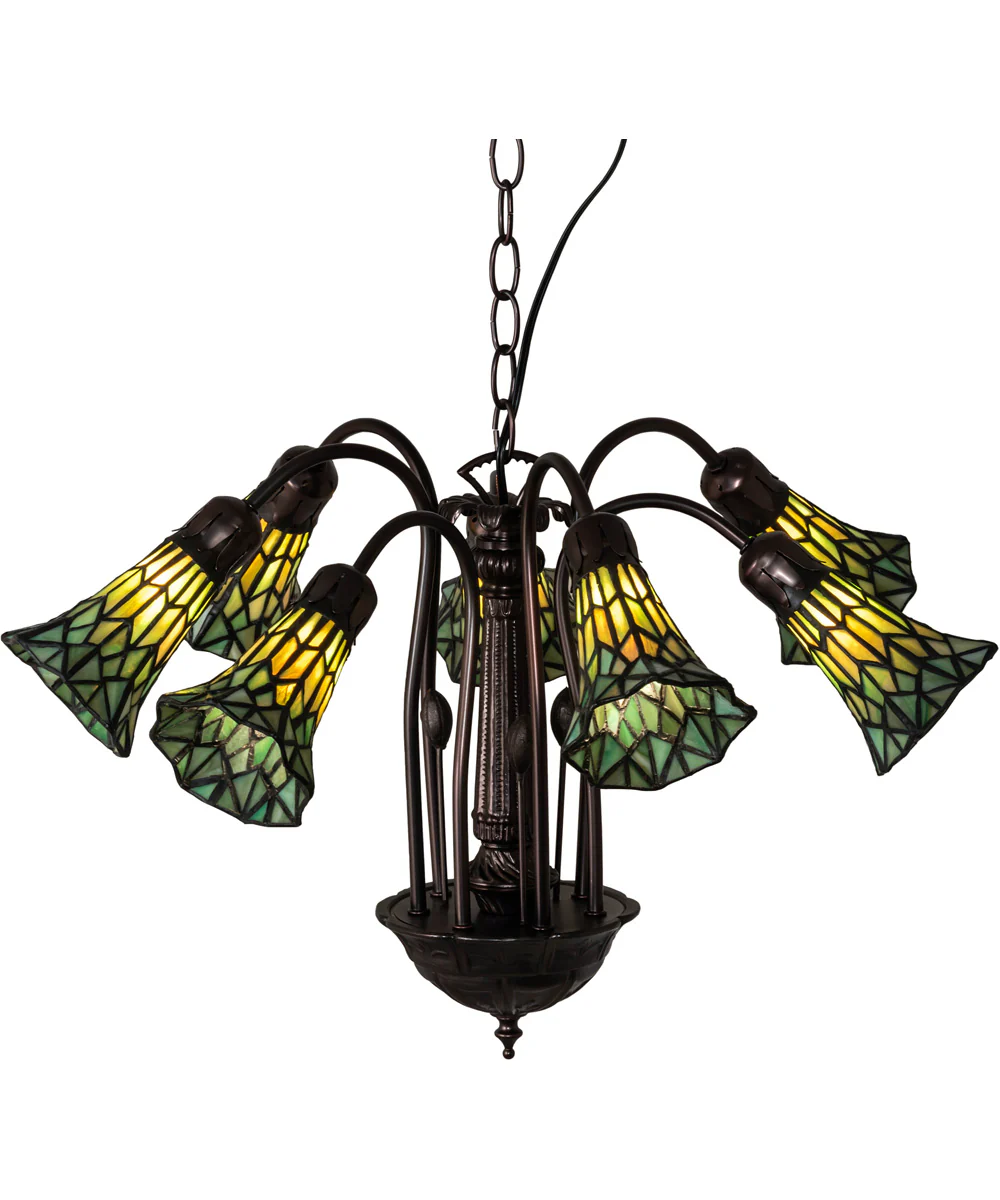 24" Wide Tiffany Pond Lily 7 Light Chandelier - Image 5