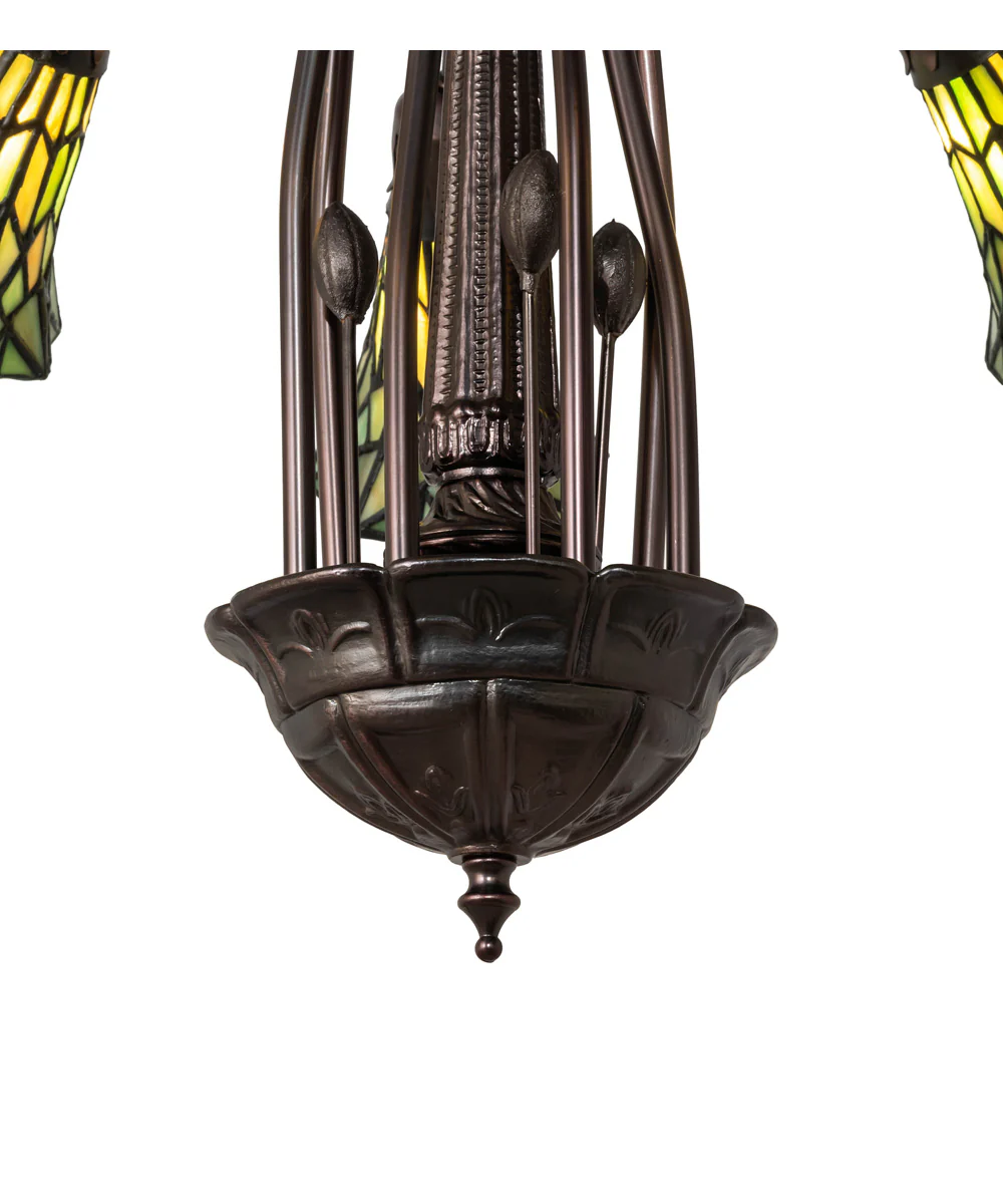 24" Wide Tiffany Pond Lily 7 Light Chandelier - Image 6