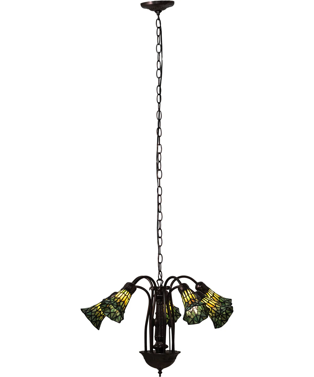 24" Wide Tiffany Pond Lily 7 Light Chandelier - Image 8