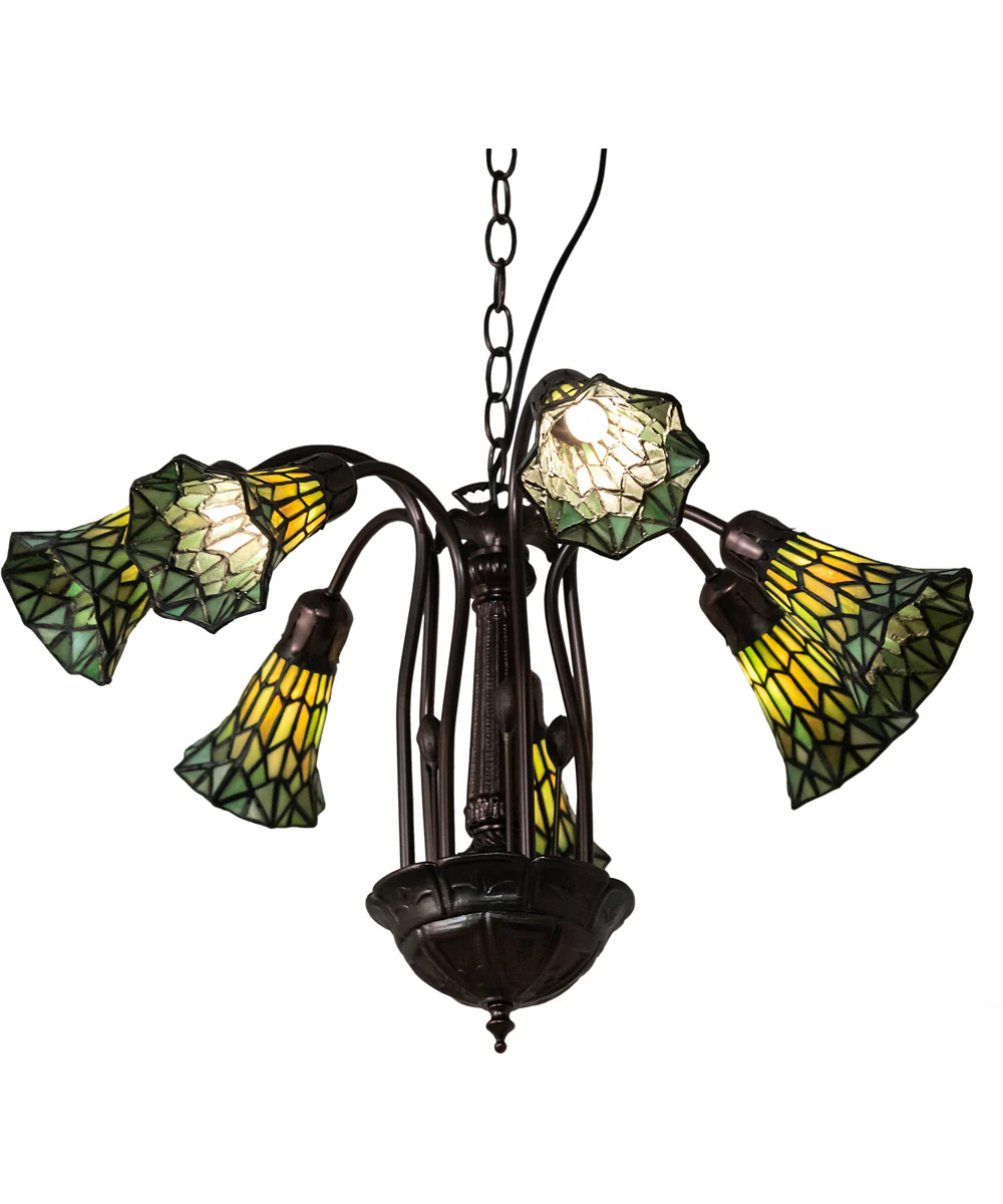 24" Wide Tiffany Pond Lily 7 Light Chandelier - Image 9