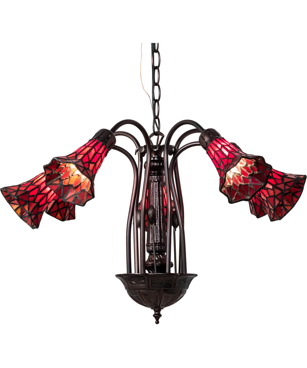24" Wide Tiffany Pond Lily 7 Light Chandelier