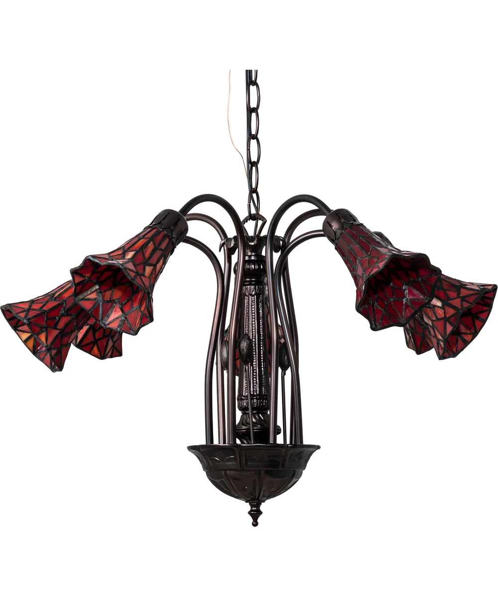 24" Wide Tiffany Pond Lily 7 Light Chandelier - Image 2