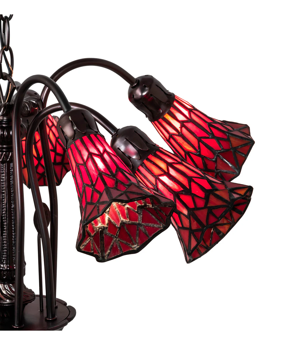 24" Wide Tiffany Pond Lily 7 Light Chandelier - Image 3