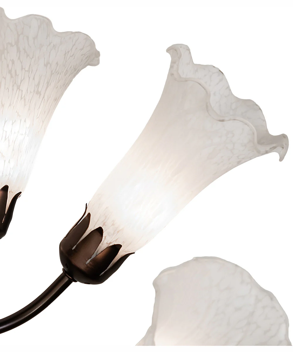 24" Wide White Tiffany Pond Lily 7 Light Chandelier - Image 4