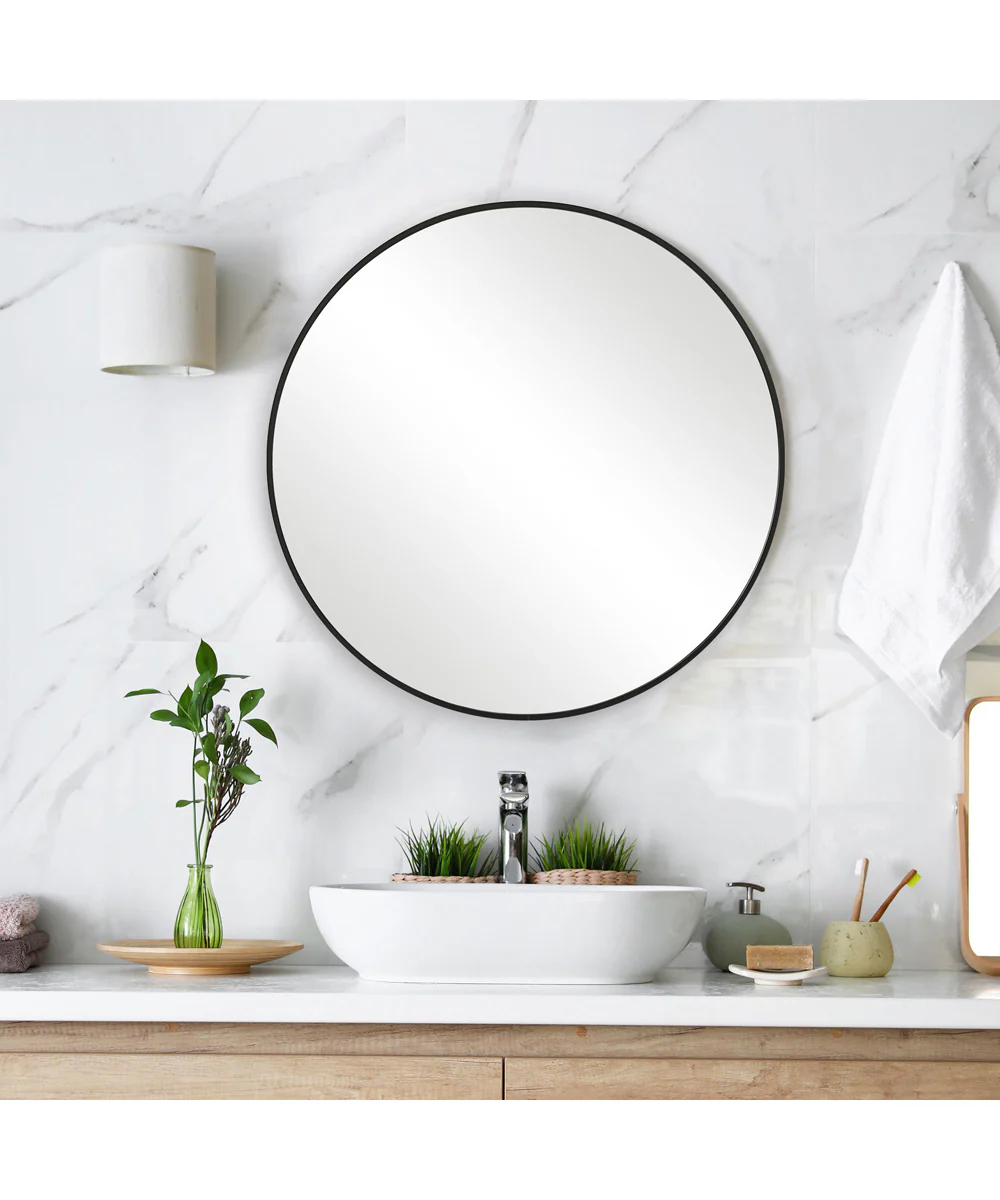 24x24" Wall Mirror in Satin Black - Image 2