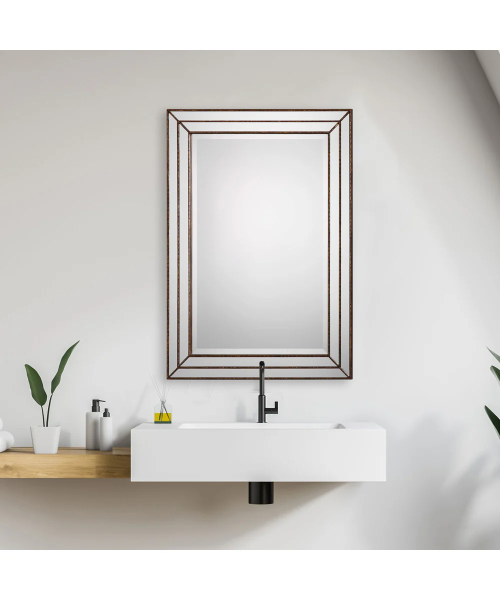 24x34" Wall Mirror Metallic Bronze with Groove Texture - Image 2