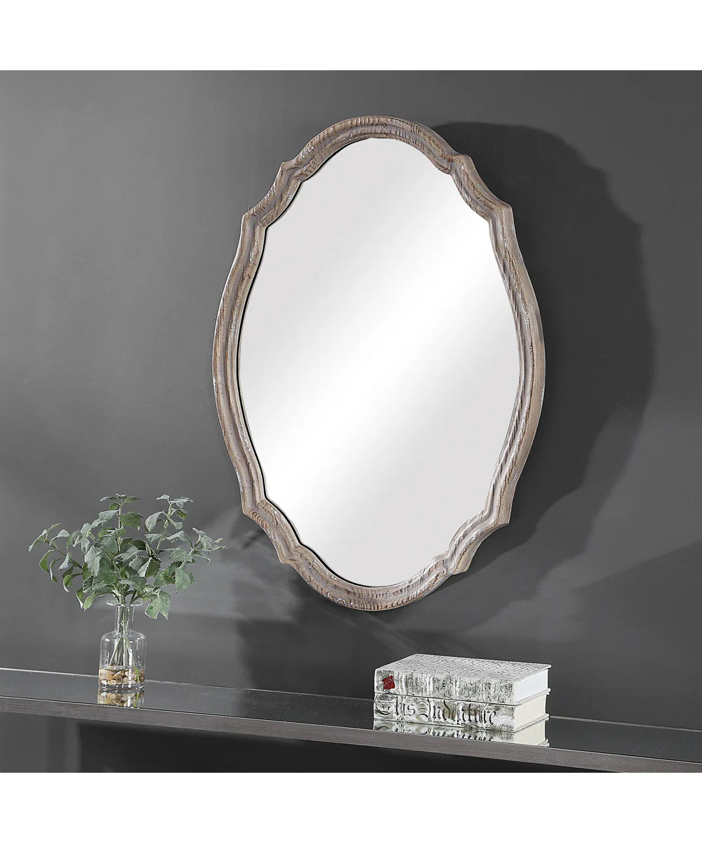 24x34" Wall Mirror Natural Wood-Effect with Light Ivory - Image 3