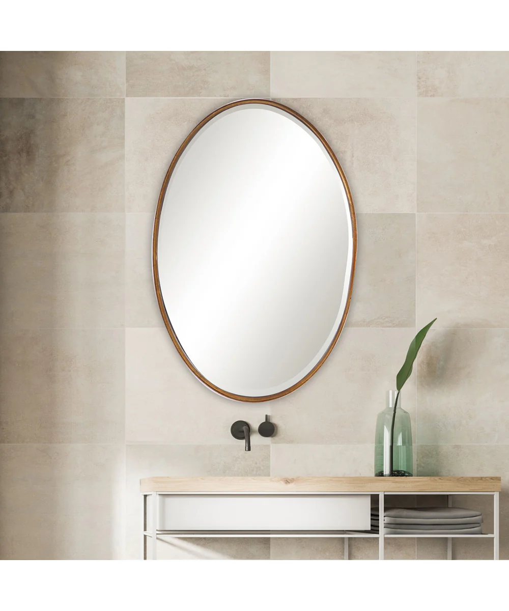 24x35" Wall Mirror Hand Finished in Gold Leaf - Image 2