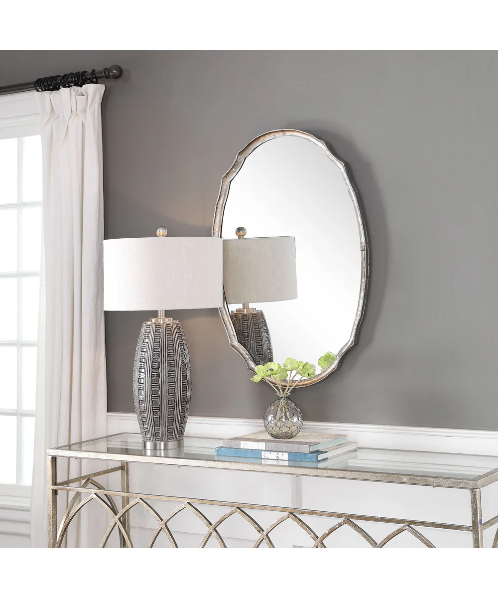 24x36" Wall Mirror in Hammered Silver - Image 4