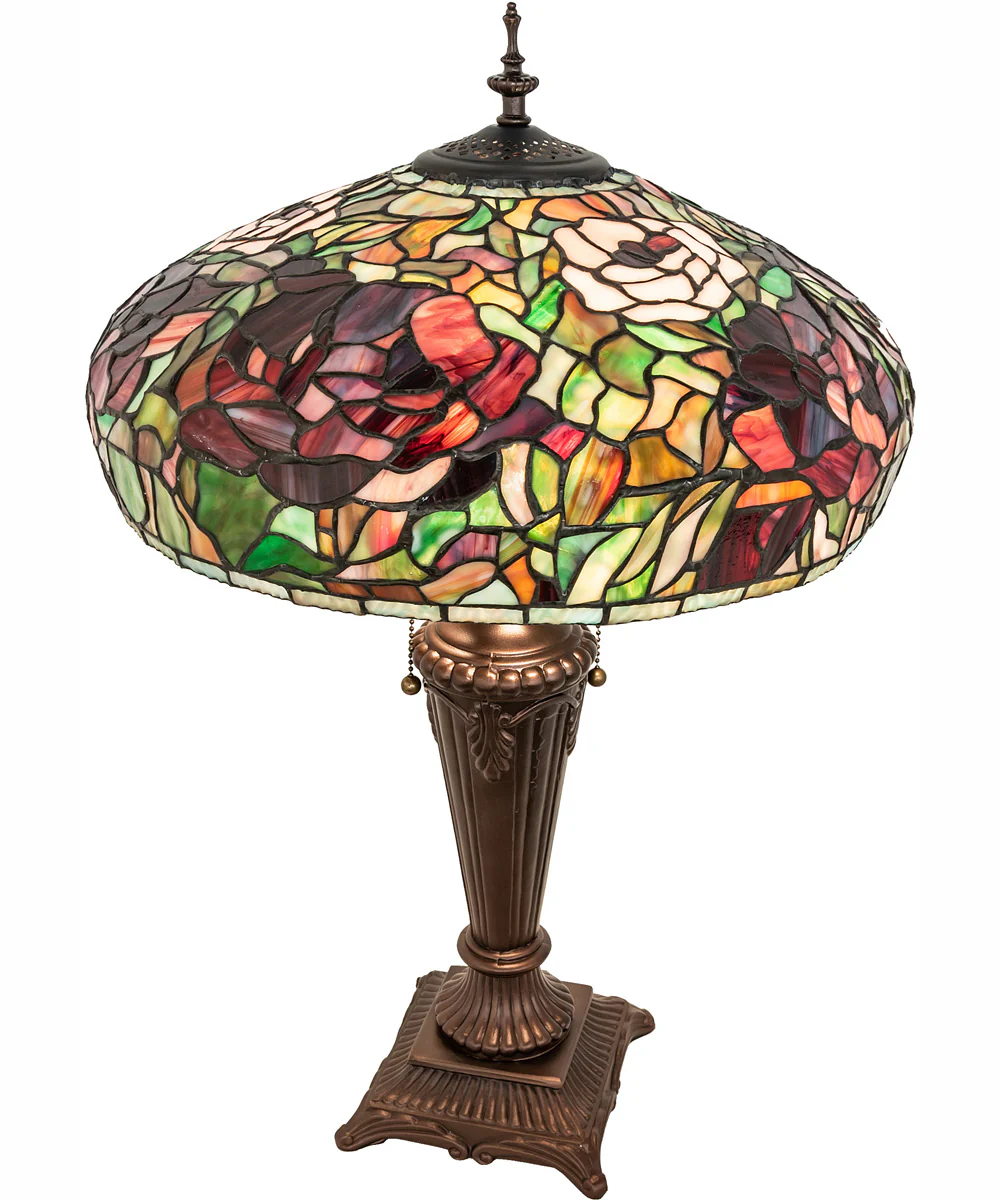 26" High Tiffany Peony Table Lamp - Image 2
