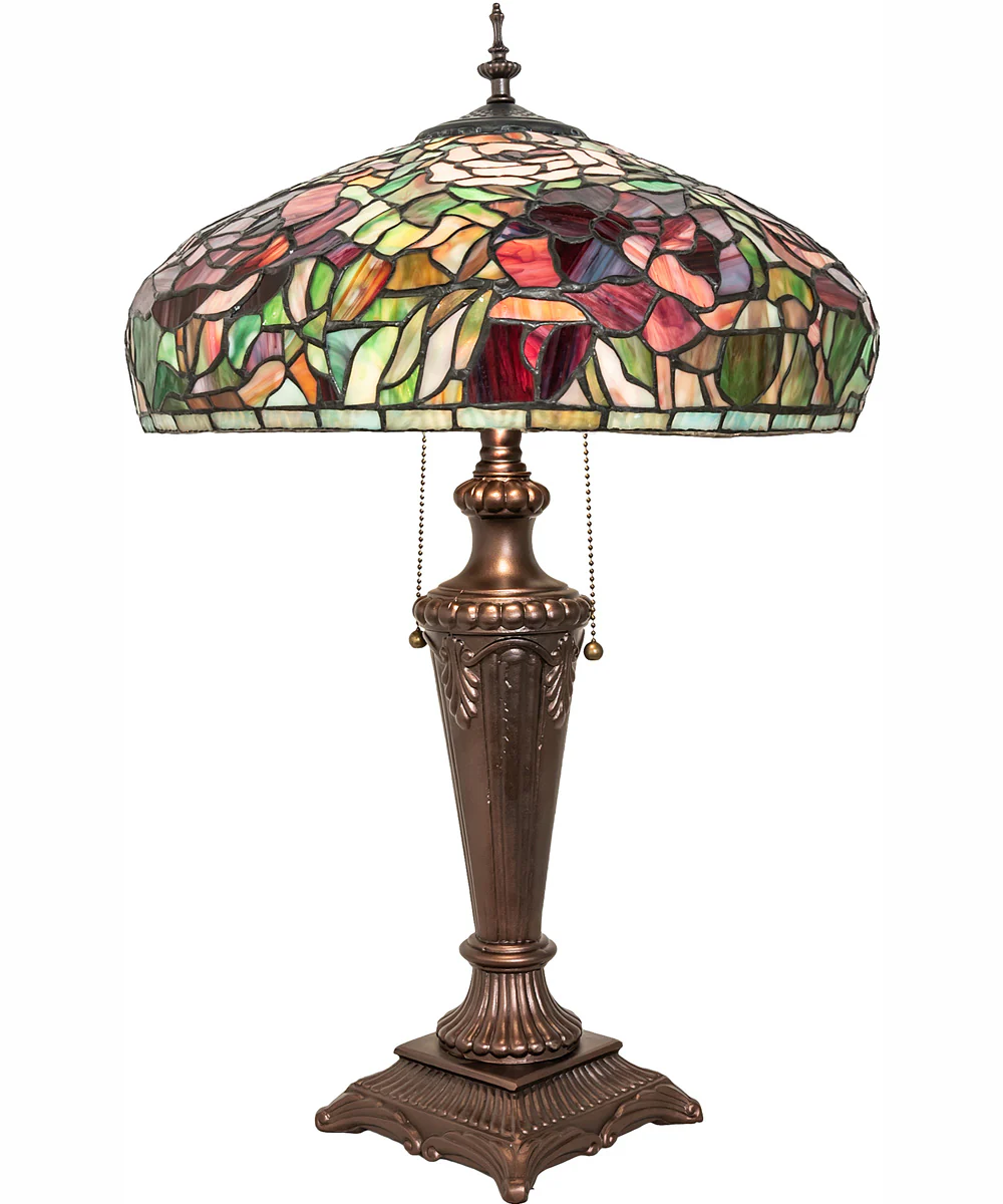 26" High Tiffany Peony Table Lamp - Image 6